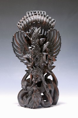Nyoman Seter Guang, zeitgenössischer Künstler,Bali/Indonesien, Große Holzskulptur, Ebenholz, monoxyl vollplastisch geschnitzt, hinduistischer ...