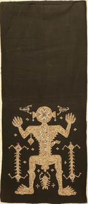 Tubular Kleid (Rohrförmig), traditionelle Kleidung, Sumba (Indonesien), um 1940/50, ca. 130 x 58 cm, Baumwolle, handgewebt mit ...