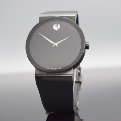MOVADO Herrenarmbanduhr Sapphire Synergy in Stahl, Schweiz um 2010, quarz, z. T. schwarz PVD besch. Edelstahlgeh., Boden 4-fach verschr., orig. ...