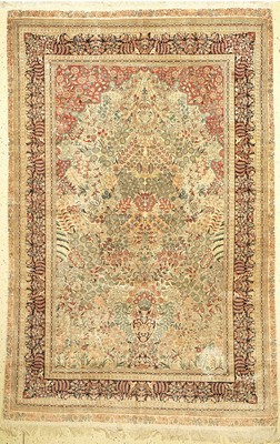 Hereke Seide fein, China, ca. 50 Jahre, reine Naturseide, ca. 280 x 180 cm, Reinigungsbedürftig, EHZ: 2