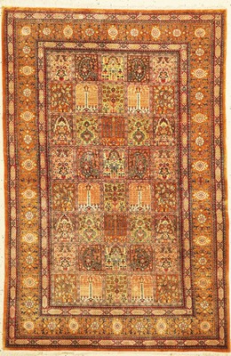 Ghom Seide fein, Persien, ca. 50 Jahre, reine Naturseide, ca. 152 x 103 cm, ca. 1,0 Mio. Kn/qm, EHZ: 2