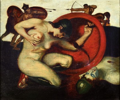 Kopie nach Franz von Stuck, Anfang 20. Jh., nach den Versionen von "Die verwundete Amazone" (1904/05, Amsterdam u. Cambridge), ...