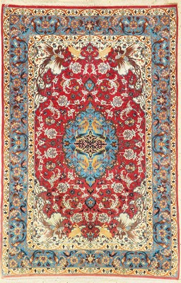 Esfahan fein, Persien, ca. 50 Jahre, Korkwolle mit und auf Seide, ca. 168 x 104 cm,ca. 1,0 Mio. Kn/qm, EHZ: 2, (leicht verblaßt)