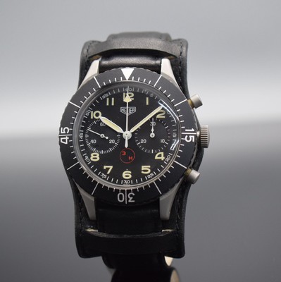 HEUER Flieger-Schaltradchronograph der BUNDESWEHR Versorgungs-Nr. 6645-12-146-3774, Schweiz um 1968, Handaufzug, 4-fach verschr. Monocoque-Geh. in ...