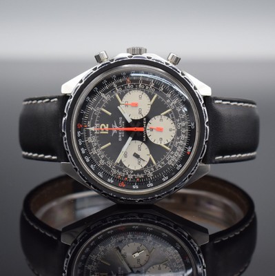 BREITLING Schaltradchronograph Navitimer, Handaufzug, Schweiz um 1967, Ref. 0816, Edelstahl, verschr. Boden ber., Außenkranz zur Zahlenkoordination ...
