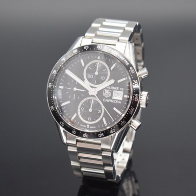 TAG HEUER Carrera Calibre 16 Juan Manuel Fangio Herrenarmbanduhr mit Chronograph in Stahl, Automatik, Ref. CV201AJ-0, Boden verschr., orig. ...