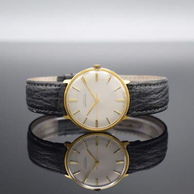JUNGHANS Chronometer vergoldete Herrenarmbanduhr Kaliber 85/10, Deutschland um 1955, Handaufzug, Stahlboden aufgedr., Krone neutr. ers., silb. ...