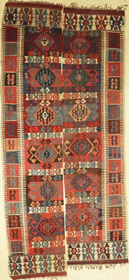 Antiker Aydin Kelim(2 Bahnen), Türkei, 19 Jhd, Wolle auf Wolle, ca. 335 x 150 cm, EHZ: 4