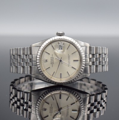 ROLEX Oyster Perpetual Datejust Herrenarmbanduhr mit Sigma Zifferblatt in Stahl Referenz 1603, Schweiz um 1972, Automatik, Chronometer der ...