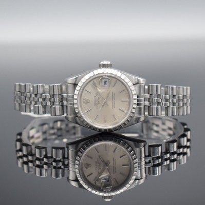 ROLEX Oyster Perpetual Date Damenarmbanduhr in Stahl, Schweiz verk. lt. beil. Pap. 10/ 1996, Automatik, Ref. 69240, Chronometer der Superlative, ...