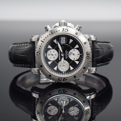 MONTBLANC Herrenarmbanduhr mit Chronograph Referenz 7034, Schweiz um 2010, Automatik, verschr. Edelstahlgeh., Lederband m. orig. Faltschl., eins. ...