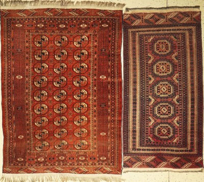 2 Alte Buchara, Rußland, um 1950, Wolle aufWolle, ca. 165 x 120 cm, & ca, 153 x 80 cm, EHZ: 3