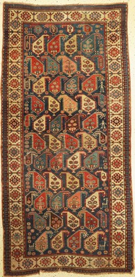 Antiker Gandjeh, Kaukasus, 19. Jhd, Wolle auf Wolle, ca. 265 x 130 cm, EHZ: 4-5