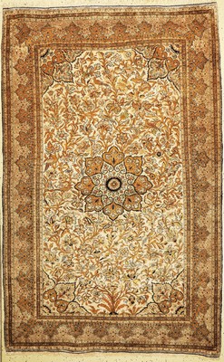 Ghom Seide, Persien, um 1930, reine Naturseide, ca. 220 x 138 cm, EHZ: 2-3