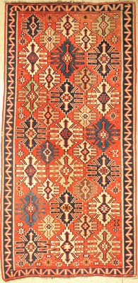 Kuba Kelim antik, Kaukasus, um 1900, Wolle auf Wolle, ca. 326 x 162 cm, EHZ: 4, (mehrere Löcher)