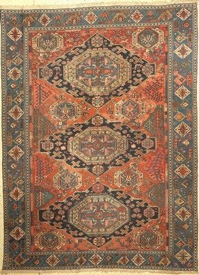 Sumakh antik, Kaukasus, um 1900, Wolle auf Wolle, ca. 310 x 233 cm, EHZ: 3, mehre kleine Risse und Restaurierungen