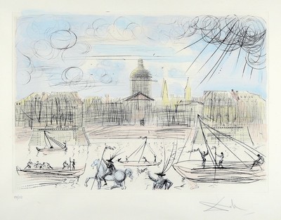 Salvador Dali, 1904-1989, "L' Academie de Paris" (1971), Ed. 139/250, rechts unten signiert, Farbradierung auf Bütten, Verlag Amiel, ...