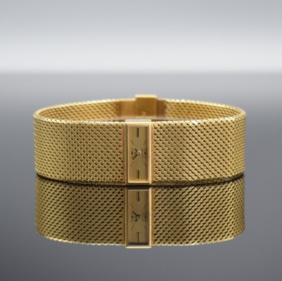 OMEGA sehr seltene Designer Damenarmbanduhr in GG 750/000, Schweiz 1960er Jahre, Handaufzug, Boden aufgedr., Aufzug & Zeigerst. am Geh.-Boden (sog. ...