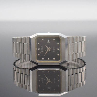 RADO Diastar Armbanduhr in Stahl Referenz 129.0292.3, Schweiz um 1980, quarz, kratzfeste Lünette, Boden aufgedr., orig. Gliederband m. Faltschl., ...