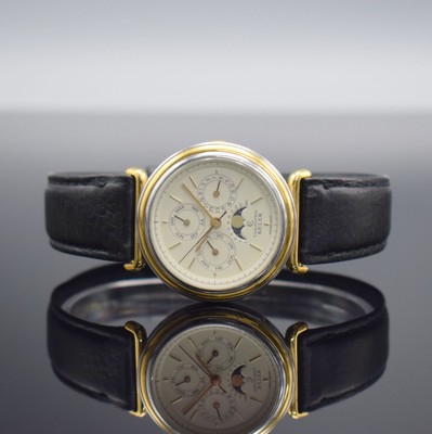 CHRONOSWISS / KELEK Armbanduhr mit Kalender inklusive Mondphase, Schweiz um 1987, Automatik, Edelstahl/Gold komb., vergl. Boden aufgedr., angesetzt. ...