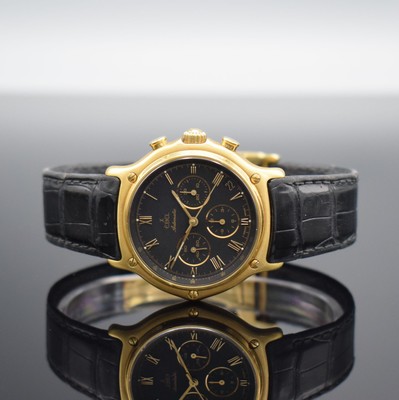 EBEL El Primero Schaltradchronograph in GG 750/000, Schweiz um 1995, Automatik, Ref. 8134901, Boden aufgedr., neutr. Lederband m. orig. Faltschl. in ...