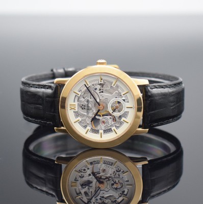 ETERNA skelettierte Armbanduhr in GG 750/000, Schweiz um 1990, Handaufzug, in limitierter Auflage, Ref. 1856, beids. vergl. Geh., Boden aufgedr., ...