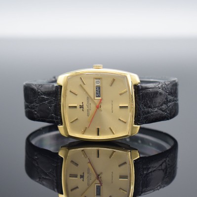 Jaeger-LeCoultre Club Herrenarmbanduhr in GG 750/000, Schweiz um 1970, Automatik, Boden aufgedr., Krone später, gold. Zifferbl. m. gold. Std.-Ind. & ...