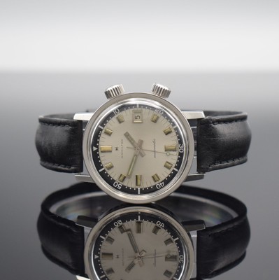 HAMILTON 600 Super-Compressor Taucheruhr in Stahl, Schweiz um 1966, Automatik, verschr. Geh., innen-liegende schwarze Drehlünette zu bed. über ...