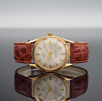 BREITLING seltener Armbandchronometer Trans Ocean, Automatik, Schweiz um 1960, GG 750/000, Boden aufgedr., silb. Zifferblatt m. aufgel. Indizes, Anz. ...