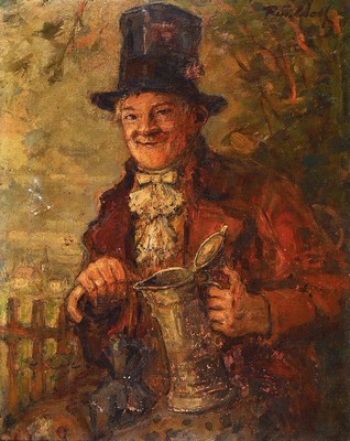 Rudolf Wolf, 1877 Leipzig - 1940 München, Studium in Dresden und München, u.a. bei Victor Paul Mohn und Wilhelm von Diez, hier: "Das Glück im ...