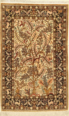 Ghom Seide, Persien, um 1960, reine Naturseide, ca. 130 x 82 cm, EHZ: 2