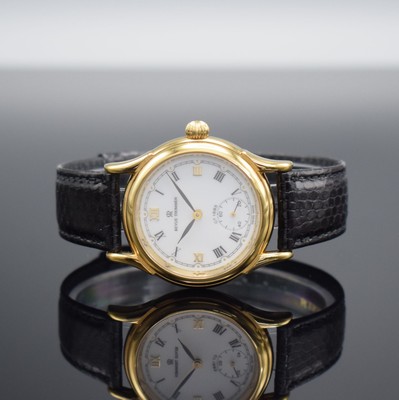 REVUE THOMMEN GT 1885 Herrenarmbanduhr, Schweiz um 1995, Handaufzug, verg. Geh. beids. vergl., Boden aufgedr., orig. Lederband m. orig. Dornschl., ...