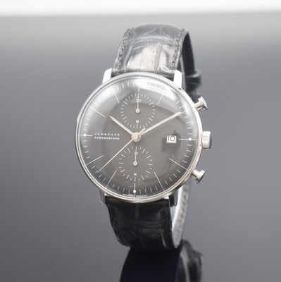JUNGHANS Armbandchronograph Chronoscope Max Bill Referenz 27.4601, Automatik, Deutschland um 2018, Edelstahlgeh., Boden verschr., schwarzes ...