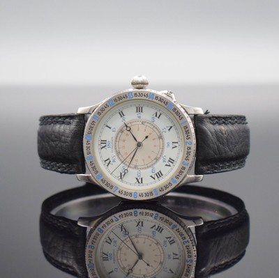 LONGINES Lindbergh Stundenwinkeluhr Referenz 989.5215, Automatik, Schweiz um 1990, Edelstahlgeh. inkl. orig. Lederband m. orig. Dornschl., Geh. nach ...