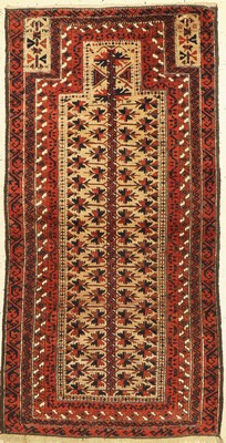 Antiker Belutsch Gebetsteppich, Persien, um 1900, Wolle auf Wolle, ca. 177 x 89 cm, EHZ: 2-3