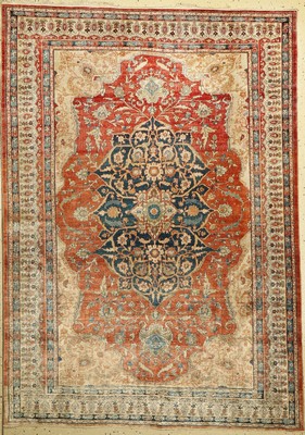 Antiker Seiden Täbriz, Persien, 19. Jhd, reine Naturseide, ca. 197 x 140 cm, EHZ: 3