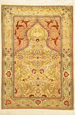 Hereke Seide fein, Signiert, Türkei, ca. 50Jahre, reine Naturseide, ca. 149 x 105 cm, ca.1,0 Mio. Kn/qm, EHZ: 2