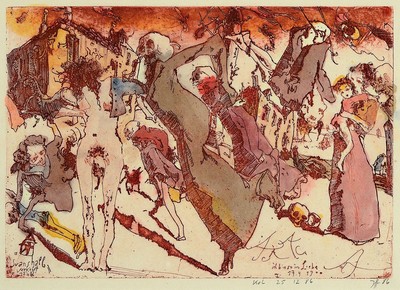 Horst Janssen, 1929 - 1995, Aquarell über Radierung auf Japanbütten, re. u. handsigniert, in der Platte bez."A A A A ich bin so in ...