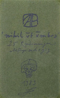 Horst Janssen, 1929 - 1995, Totenkopf- Zeichnung mit Silberstift auf dickem Karton, "Nihil ut umbra", oben monogrammiert, dat. 1938, 26 x ...