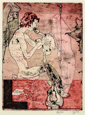 Horst Janssen, 1929 - 1995, Farbradierung von 2 Platten, Titel: Eva Maria Lüpfert , Vorzugsausgabe zu "Der Foliant", handsigniert und num. ...