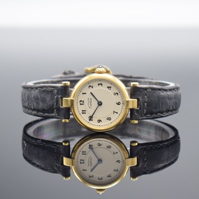 CARTIER Damenarmbanduhr Vermeil Referenz 590004, quarz, verg. Silbergeh. inkl. Lederband (zu ern.) m. orig. Dornschl., Boden 2-fach verschr., ...