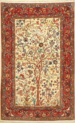 Seltener feiner Ghom, Persien, um 1950, Korkwolle mit Seide geknüpft auf Seide, ca. 233 x 150 cm, EHZ:2(Sehr guter Zustand).