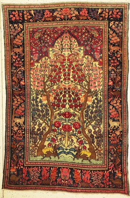 Lebensbaum Esfahan antik, Persien, um 1900,Korkwolle geknüpft auf Baumwolle, ca. 210 x 138 cm, EHZ: 2-3