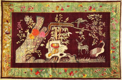 Seltener Seiden Khotan, Turkesten, um 1910/1920, Seide auf Baumwolle, ca. 265 x 172 cm, EHZ: 3