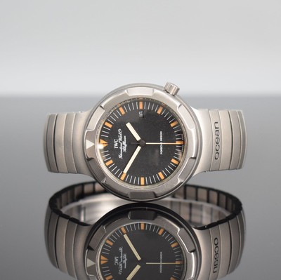 IWC Herrenarmbanduhr im Porsche Design Modell Ocean 2000 Referenz 3500, Automatik, Schweiz um 1990, Titangeh. inkl. Titanband m. Faltschl., Boden & ...