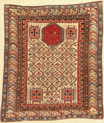 Antiker Marasali Gebetsteppich, Kaukasus, um 1900, Wolle geknüpft auf Wolle, ca. 140 x 12cm, EHZ: 3-4(gleichmäßig dünne Flor)