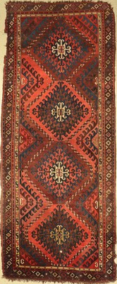 Karakalpak antik, Kirgisistan, 19. Jhd, Wolle auf Wolle, ca. 390 x 160 cm, Alters-und Gebrauchsspuren.
