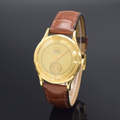 OMEGA "Centenary" Chronometer sehr seltene Herrenarmbanduhr in GG 750/000, Schweiz um 1948, Hammerautomatik, Sonderausführung zum 100. ...