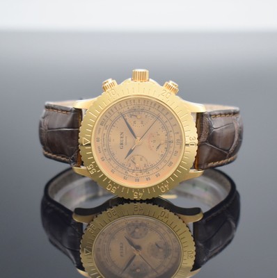 GRUEN Aquarius seltene auf 500 Stück limitierte Herrenarmbanduhr in Roségold 750/000, Schweiz um 1990, Automatik, massives Goldgeh., Boden, Krone & ...