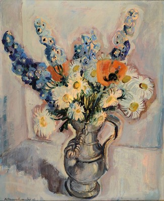 Albert Neuenschwander, 1902 Basel-1984 Zürich, Blumenstillleben, Öl/Lwd, links unten signiert und dat. 35, ca. 83x69cm, R. ca. 88x73cm